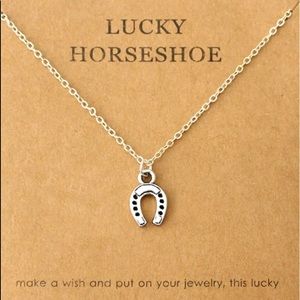 Horseshoe Lucky Necklace. Silver Tone